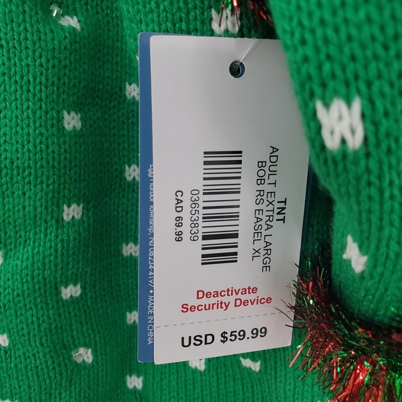 Bob Ross Ugly Christmas Sweater Mens XL Happy Little Christmas Lights Up NWT - Picture 3 of 11